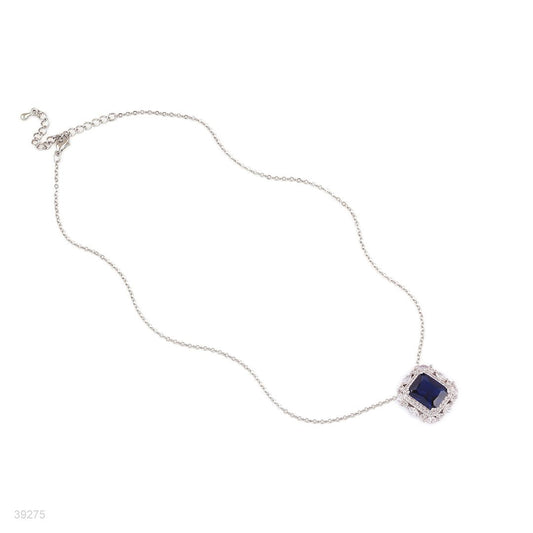 pendant classy square zircon lux-silver-blue